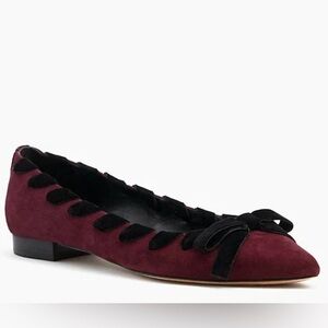 Kate spade New in a box. Burgundy Suede Ballet Flats with Black Trim Size 8.5